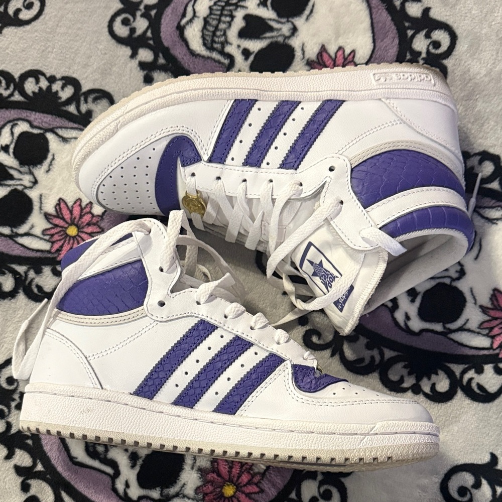 Adidas White and Purple High-Tops